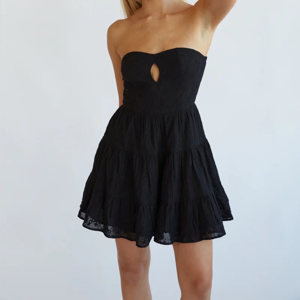 American Threads Black Strapless Dress